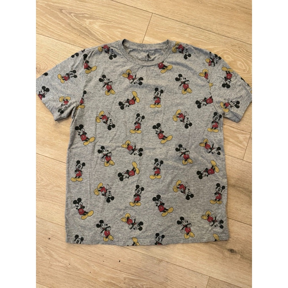 Disney Store Mickey Mouse All Over Print T-Shirt Gray Medium